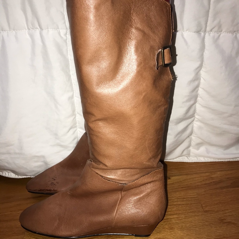Tan leather boots